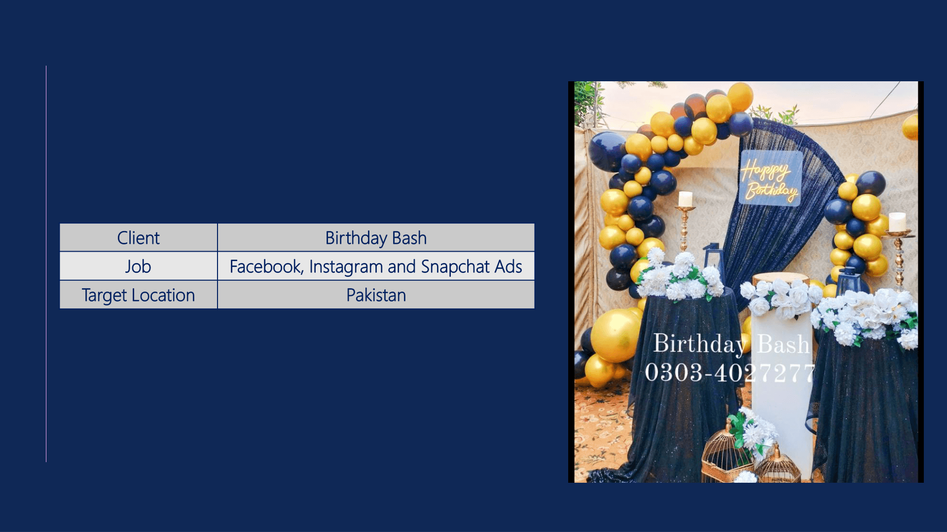 Birthday Bash Event Decor Ad
